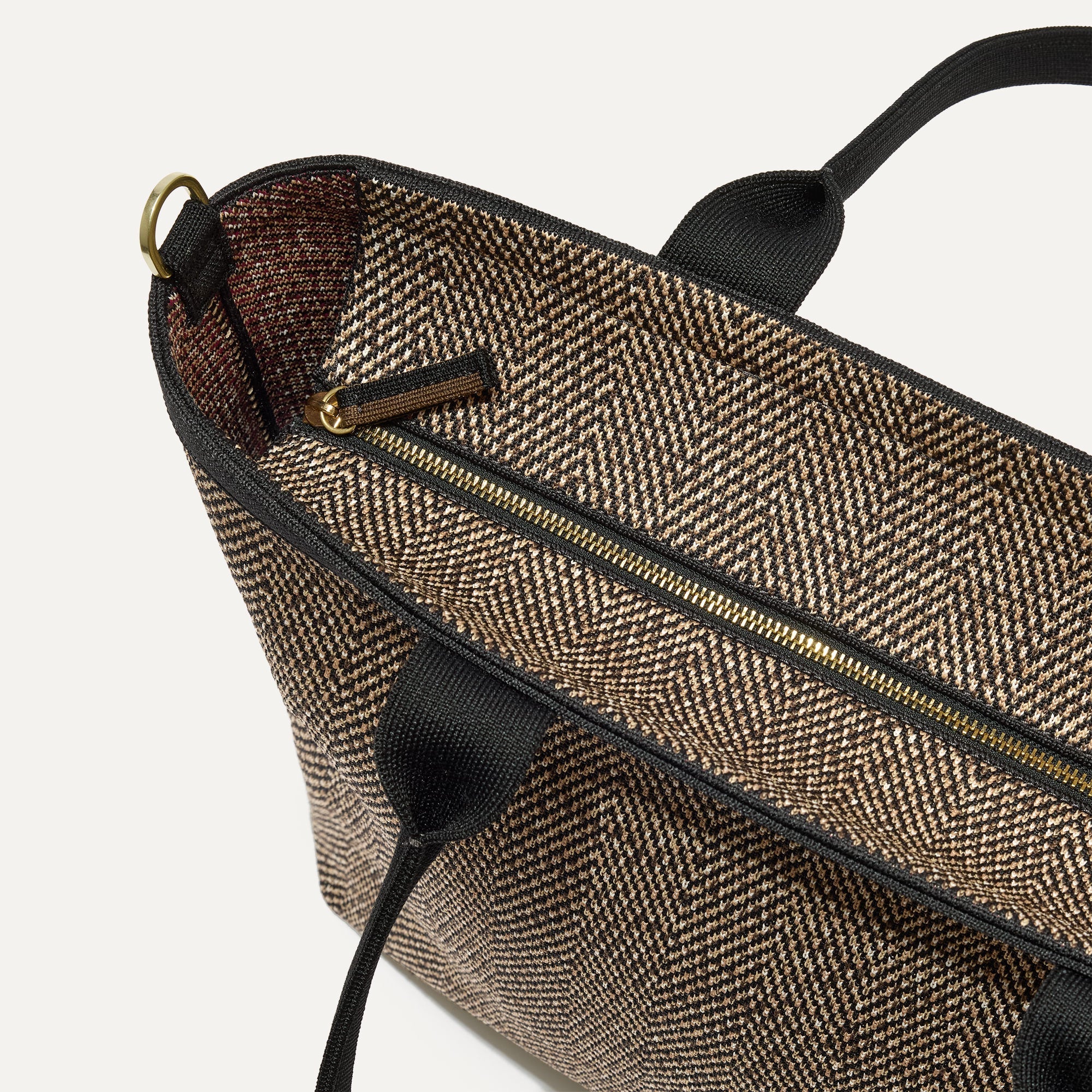 The Lightweight Zip Tote - Cacao Herringbone